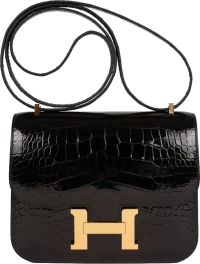Hermes Constance 18 Black Shiny Alligator Gold Hardware Hermes Constance 18 Black Shiny Alligator Gold Hardware