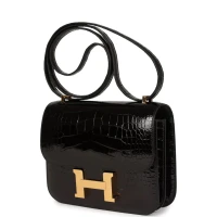 Hermes Constance 18 Black Shiny Alligator Gold Hardware Hermes Constance 18 Black Shiny Alligator Gold Hardware