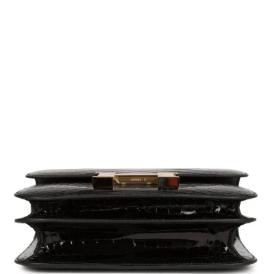 Hermes Constance 18 Black Shiny Alligator Gold Hardware Hermes Constance 18 Black Shiny Alligator Gold Hardware