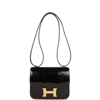 Hermes Constance 18 Black Shiny Alligator Gold Hardware Hermes Constance 18 Black Shiny Alligator Gold Hardware
