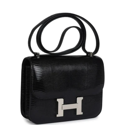 Hermes Constance 18 Black Varanus Salvator Lizard Palladium Hardware Hermes Constance 18 Black Varanus Salvator Lizard Palladium Hardware
