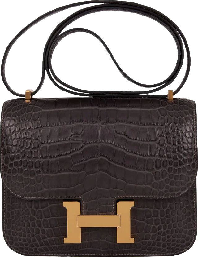 Hermes Constance 18 Graphite Matte Alligator Gold Hardware