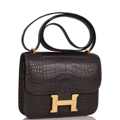 Hermes Constance 18 Graphite Matte Alligator Gold Hardware Hermes Constance 18 Graphite Matte Alligator Gold Hardware