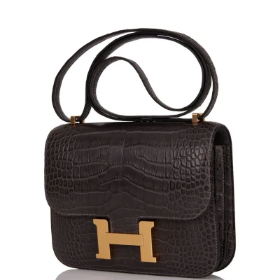 Hermes Constance 18 Graphite Matte Alligator Gold Hardware Hermes Constance 18 Graphite Matte Alligator Gold Hardware