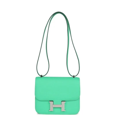 Hermes Constance 18 Vert Comics Epsom Palladium Hardware Hermes Constance 18 Vert Comics Epsom Palladium Hardware