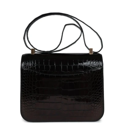 Hermes Constance 24 Black Shiny Alligator Rose Gold Hardware Hermes Constance 24 Black Shiny Alligator Rose Gold Hardware