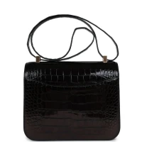 Hermes Constance 24 Black Shiny Alligator Rose Gold Hardware Hermes Constance 24 Black Shiny Alligator Rose Gold Hardware