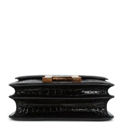 Hermes Constance 24 Black Shiny Alligator Rose Gold Hardware Hermes Constance 24 Black Shiny Alligator Rose Gold Hardware