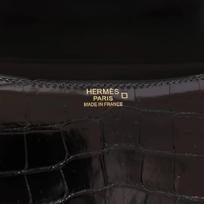 Hermes Constance 24 Black Shiny Alligator Rose Gold Hardware Hermes Constance 24 Black Shiny Alligator Rose Gold Hardware