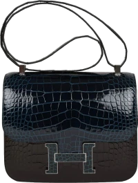 Hermes Constance 24 Tri-Color Black, Bleu Baltique and Vert Rousseau Shiny Alligator Palladium Hardware Hermes Constance 24 Tri-Color Black, Bleu Baltique and Vert Rousseau Shiny Alligator Palladium Hardware