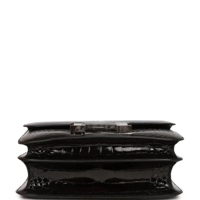 Hermes Constance 24 Tri-Color Black, Bleu Baltique and Vert Rousseau Shiny Alligator Palladium Hardware Hermes Constance 24 Tri-Color Black, Bleu Baltique and Vert Rousseau Shiny Alligator Palladium Hardware