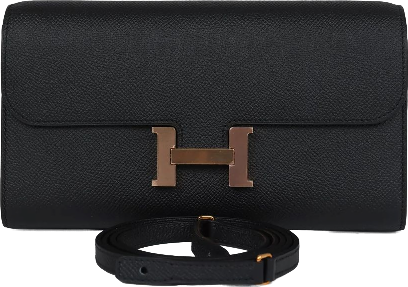Hermes Constance Wallet To Go Black Epsom Rose Gold Hardware