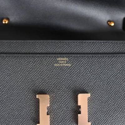 Hermes Constance Wallet To Go Black Epsom Rose Gold Hardware Hermes Constance Wallet To Go Black Epsom Rose Gold Hardware