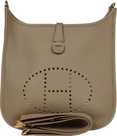 Hermes Evelyne III PM Beige Marfa Clemence Gold Hardware Hermes Evelyne III PM Beige Marfa Clemence Gold Hardware