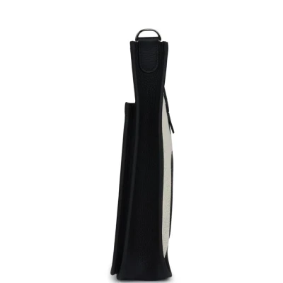 Hermes Evelyne III PM Black Clemence and Toile Palladium Hardware Hermes Evelyne III PM Black Clemence and Toile Palladium Hardware