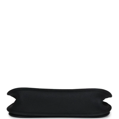 Hermes Evelyne III PM Black Clemence and Toile Palladium Hardware Hermes Evelyne III PM Black Clemence and Toile Palladium Hardware