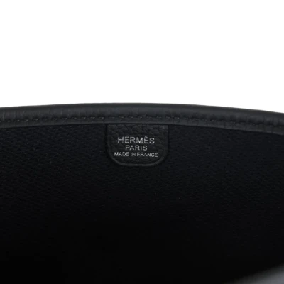 Hermes Evelyne III PM Black Clemence and Toile Palladium Hardware Hermes Evelyne III PM Black Clemence and Toile Palladium Hardware