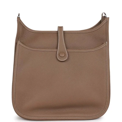 Hermes Evelyne III PM Etoupe Clemence Palladium Hardware