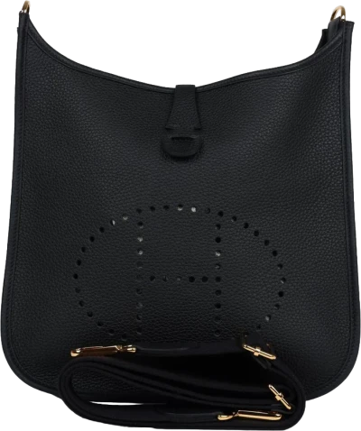 Hermes Evelyne PM Black Clemence Gold Hardware Hermes Evelyne PM Black Clemence Gold Hardware