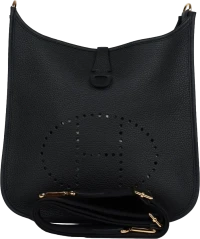 Hermes Evelyne PM Black Clemence Gold Hardware Hermes Evelyne PM Black Clemence Gold Hardware