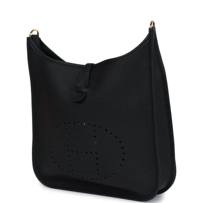 Hermes Evelyne PM Black Clemence Gold Hardware Hermes Evelyne PM Black Clemence Gold Hardware