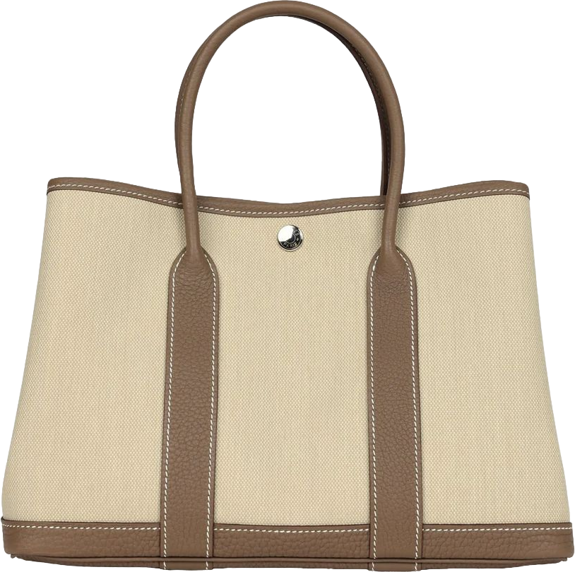 Hermes Garden Party 30 Ecru Toile and Etoupe Negonda Palladium Hardware