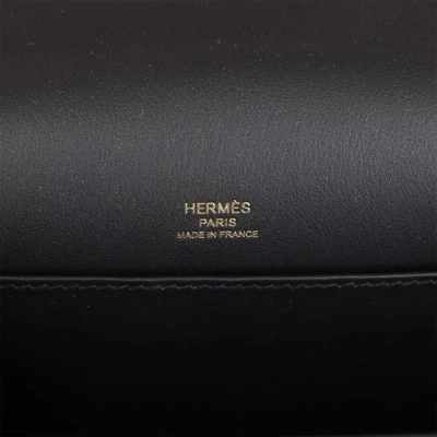 Hermes Geta Black Chevre Gold Hardware