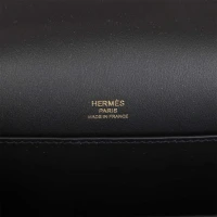 Hermes Geta Black Chevre Gold Hardware