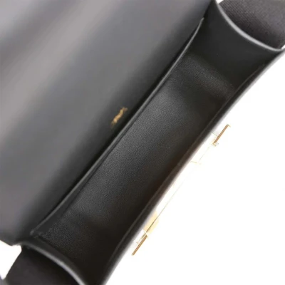 Hermes Geta Black Chevre Gold Hardware