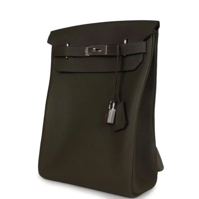 Hermes Hac A Dos GM Backpack Vert De Gris Togo Palladium Hardware