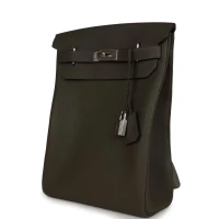 Hermes Hac A Dos GM Backpack Vert De Gris Togo Palladium Hardware