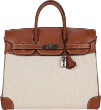 Hermes HAC Birkin 32 Toile and Fauve Barenia Palladium Hardware Hermes HAC Birkin 32 Toile and Fauve Barenia Palladium Hardware