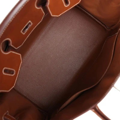 Hermes HAC Birkin 32 Toile and Fauve Barenia Palladium Hardware Hermes HAC Birkin 32 Toile and Fauve Barenia Palladium Hardware