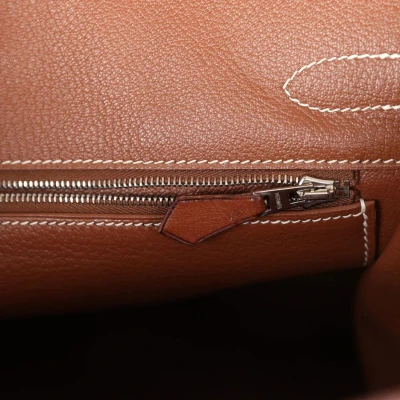 Hermes HAC Birkin 32 Toile and Fauve Barenia Palladium Hardware Hermes HAC Birkin 32 Toile and Fauve Barenia Palladium Hardware