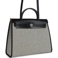 Hermes Herbag Zip 31 PM Black and White Criss Viking Toile and Hunter Palladium Hardware Hermes Herbag Zip 31 PM Black and White Criss Viking Toile and Hunter Palladium Hardware