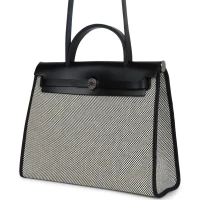 Hermes Herbag Zip 31 PM Black and White Criss Viking Toile and Hunter Palladium Hardware Hermes Herbag Zip 31 PM Black and White Criss Viking Toile and Hunter Palladium Hardware