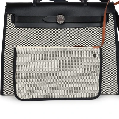Hermes Herbag Zip 31 PM Black and White Criss Viking Toile and Hunter Palladium Hardware Hermes Herbag Zip 31 PM Black and White Criss Viking Toile and Hunter Palladium Hardware