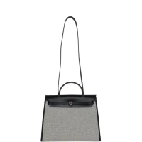 Hermes Herbag Zip 31 PM Black and White Criss Viking Toile and Hunter Palladium Hardware Hermes Herbag Zip 31 PM Black and White Criss Viking Toile and Hunter Palladium Hardware