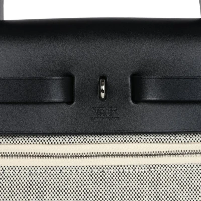 Hermes Herbag Zip 31 PM Black and White Criss Viking Toile and Hunter Palladium Hardware Hermes Herbag Zip 31 PM Black and White Criss Viking Toile and Hunter Palladium Hardware
