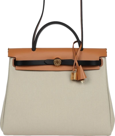 Hermes Herbag Zip 31 PM Ebene/Black/Naturel Sable Hunter & Beton Toile Militaire Gold Hardware Hermes Herbag Zip 31 PM Ebene/Black/Naturel Sable Hunter & Beton Toile Militaire Gold Hardware