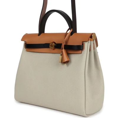 Hermes Herbag Zip 31 PM Ebene/Black/Naturel Sable Hunter & Beton Toile Militaire Gold Hardware Hermes Herbag Zip 31 PM Ebene/Black/Naturel Sable Hunter & Beton Toile Militaire Gold Hardware