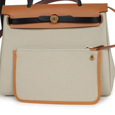 Hermes Herbag Zip 31 PM Ebene/Black/Naturel Sable Hunter & Beton Toile Militaire Gold Hardware Hermes Herbag Zip 31 PM Ebene/Black/Naturel Sable Hunter & Beton Toile Militaire Gold Hardware