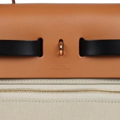 Hermes Herbag Zip 31 PM Ebene/Black/Naturel Sable Hunter & Beton Toile Militaire Gold Hardware Hermes Herbag Zip 31 PM Ebene/Black/Naturel Sable Hunter & Beton Toile Militaire Gold Hardware