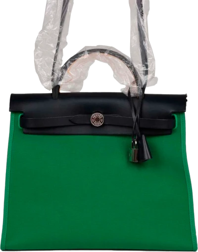 Hermes Herbag Zip PM 31 Bambou Toile H/Bleu Indigo Vache Hunter Palladium Hardware Hermes Herbag Zip PM 31 Bambou Toile H/Bleu Indigo Vache Hunter Palladium Hardware