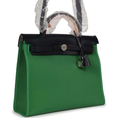 Hermes Herbag Zip PM 31 Bambou Toile H/Bleu Indigo Vache Hunter Palladium Hardware Hermes Herbag Zip PM 31 Bambou Toile H/Bleu Indigo Vache Hunter Palladium Hardware