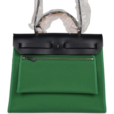 Hermes Herbag Zip PM 31 Bambou Toile H/Bleu Indigo Vache Hunter Palladium Hardware Hermes Herbag Zip PM 31 Bambou Toile H/Bleu Indigo Vache Hunter Palladium Hardware