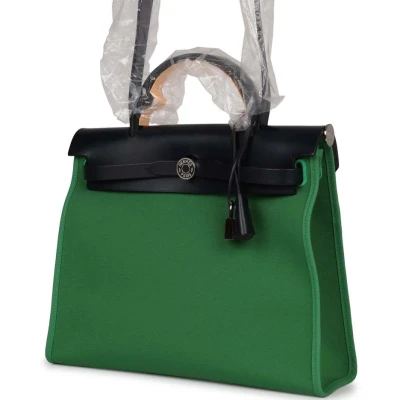 Hermes Herbag Zip PM 31 Bambou Toile H/Bleu Indigo Vache Hunter Palladium Hardware Hermes Herbag Zip PM 31 Bambou Toile H/Bleu Indigo Vache Hunter Palladium Hardware