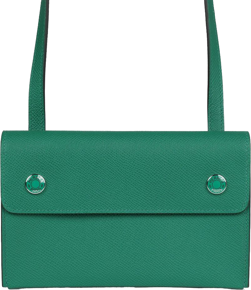 Hermes Hermesnap Wallet Vert Vertigo Epsom Palladium and Lacquered Hardware