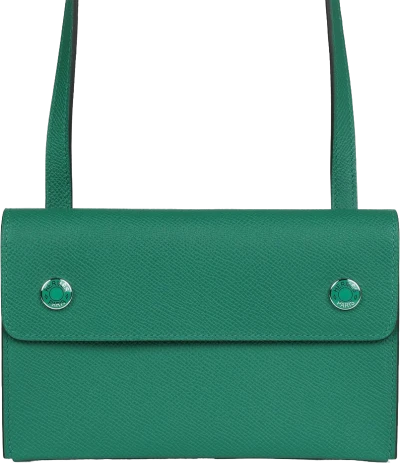 Hermes Hermesnap Wallet Vert Vertigo Epsom Palladium and Lacquered Hardware Hermes Hermesnap Wallet Vert Vertigo Epsom Palladium and Lacquered Hardware