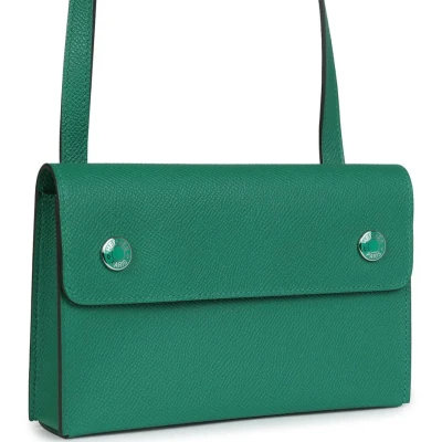 Hermes Hermesnap Wallet Vert Vertigo Epsom Palladium and Lacquered Hardware Hermes Hermesnap Wallet Vert Vertigo Epsom Palladium and Lacquered Hardware